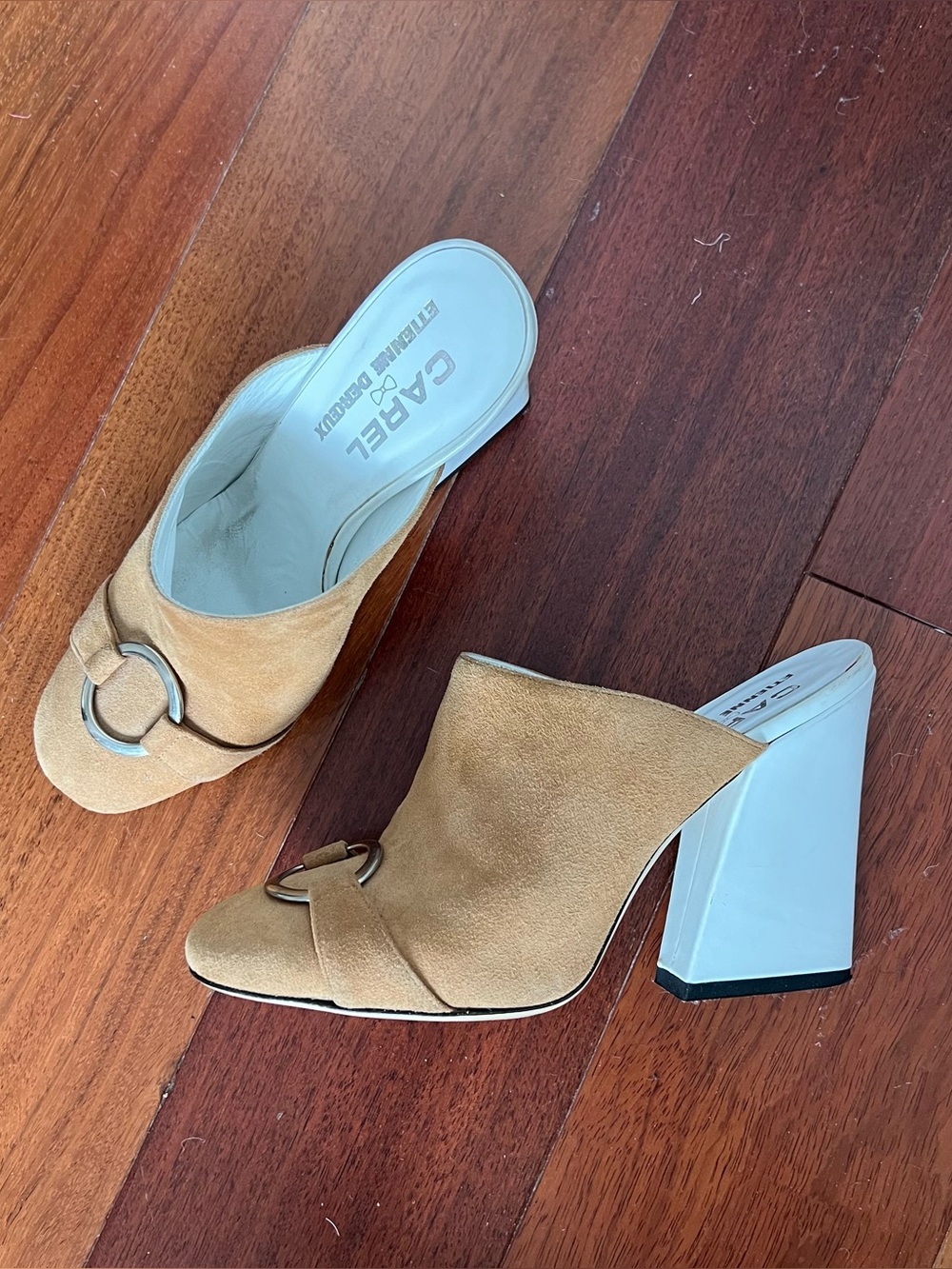 Carel x Etienne Deroeux Suede Ring-Accent Mule Heels